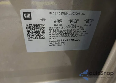 2024 Chevrolet Malibu Fwd 2Lt z USA, uszkodzony, nr VIN 1G1ZE5STXRF187876